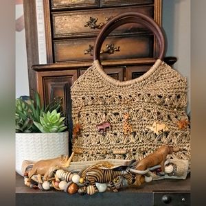 VTG Carolyn Tanner Designs Safari Themed Belt & Cappelli Safari Themed Purse